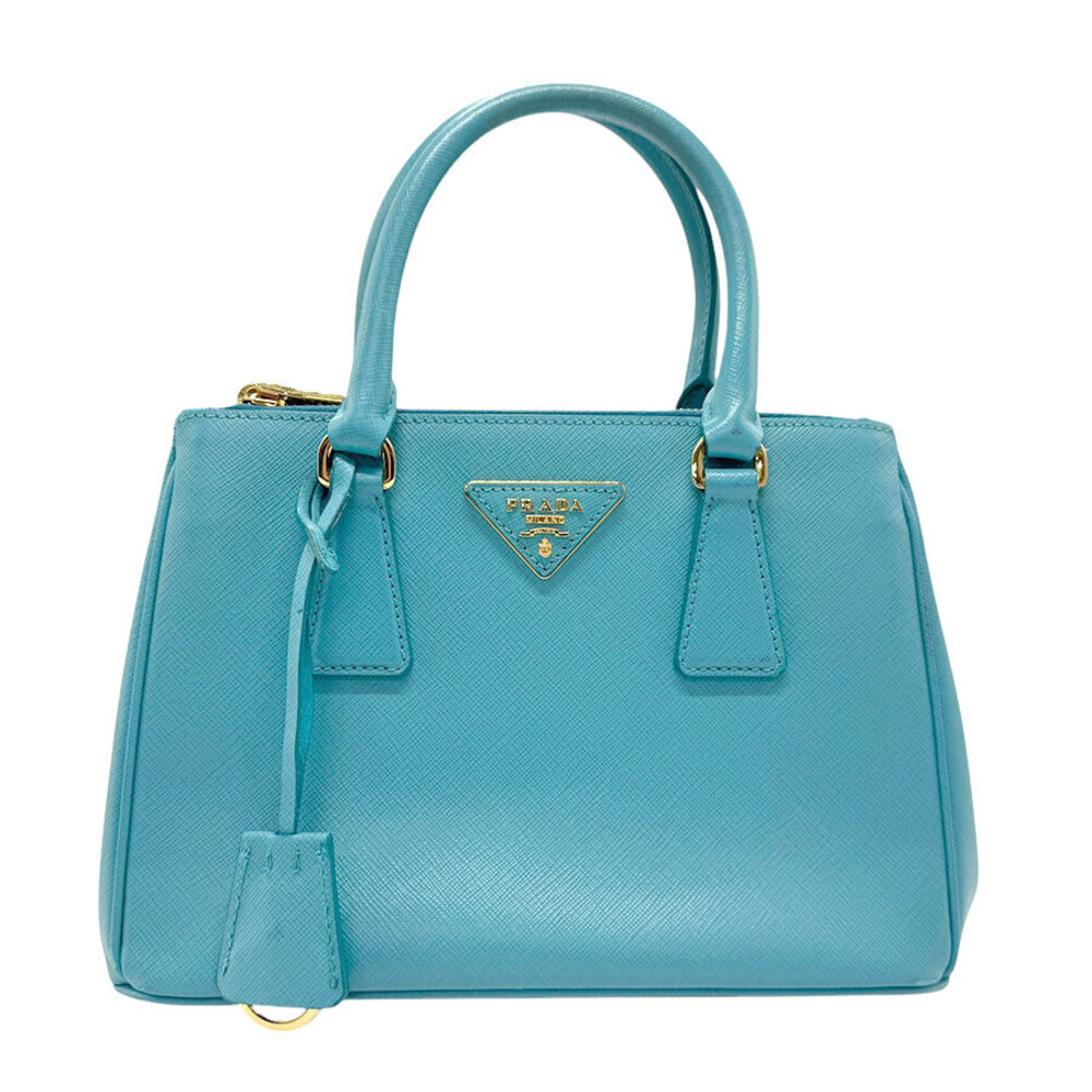 Prada Saffiano Lux Galleria Double Zip Tote Turquoise Blue Green